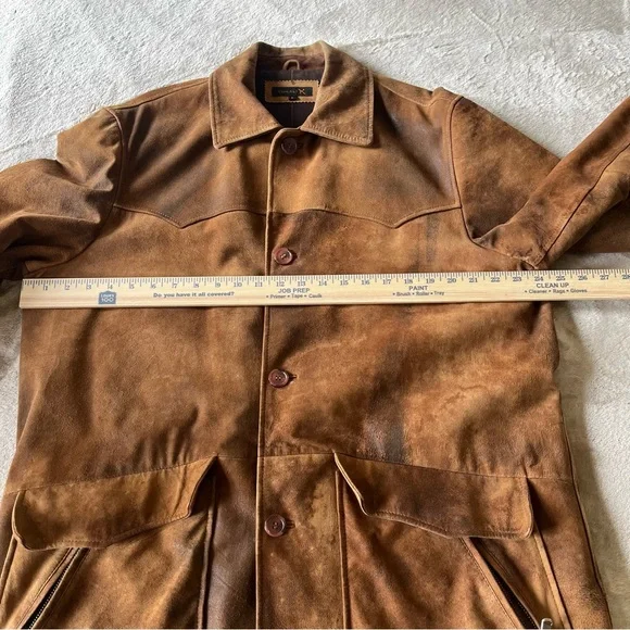 Vintage Yukalix Men's Brown Suede Field Jacket Coat Button Up Men's L Rugged - Picture 12 of 16